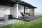 Vitocal heat pump at the edge of a patio.